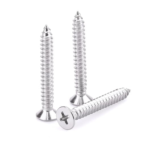#12 x 2-1/4" Flat Head Sheet Metal Screws, 304 Stainless Steel (18-8), Phillips Drive, Self Tapping, Corrosion Resistant Screws for Wood, Sheet Metal and More, 25 Pack - size: #12 x 2-1/4"