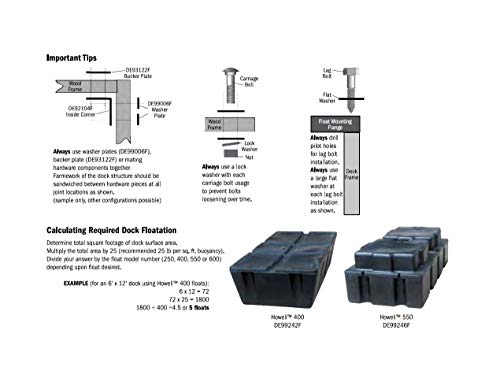 Dock Edge + Inc. Female 9/16-Inch Square Hole Outside Corner Heavy Duty Floating Dock