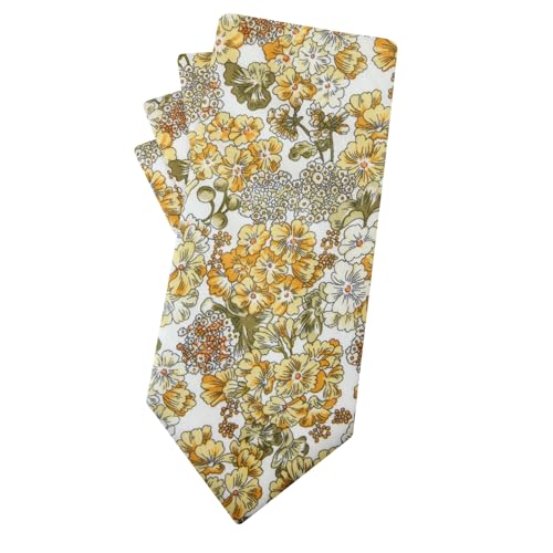 Mantieqingway Men's Cotton Floral Neck Tie 2.56'' Printed Skinny Tie - color: 05 - Yellow Flower