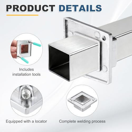 uxcell 2Pcs Square Post Base for 1x1 Posts Fittings, 3-5mm T Aluminum Alloy