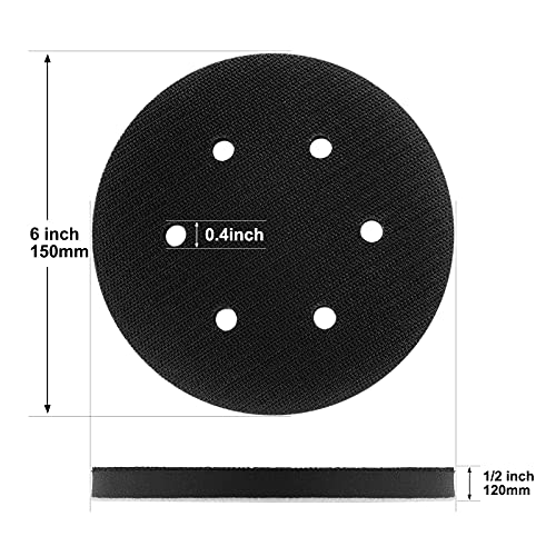 5 Pack 6 Inch 6 Hole Hook and Loop Soft Density Interface Buffer Pad 6" Sponge Cushion Buffing Backing Pads - size: 6 inch