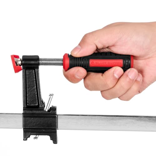BLACK CANYON 24" Bar Clamp for Woodworking, 600 lbs Clamping Force, 2-3/8" Throat Depth, F Clamp with Cast Iron Body & Steel Ruler, Non-Marring Pads, for Woodworking Metalworking DIY（24 Inch） - size: 24"