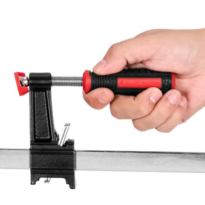 BLACK CANYON 24" Bar Clamp for Woodworking, 600 lbs Clamping Force, 2-3/8" Throat Depth, F Clamp with Cast Iron Body & Steel Ruler, Non-Marring Pads, for Woodworking Metalworking DIY（24 Inch） - size: 24"