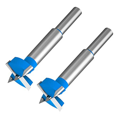 Forstner Drill Bits Professional Carbide Woodworking Hole Saw, Cutting Diameter 19mm, 2Pcs (Blue, Silver) - size: 19mm
