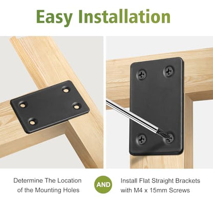 60 x 38 x 1.5mm Flat Mending Plate - Stainless Steel - Black - 6Pcs - color: Black, size: 60 x 38 x 1.5mm
