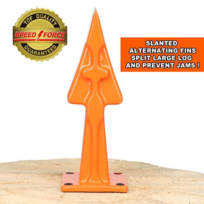 SPEED FORCE Firewood Kindling Log Wood Splitter – No Axe! Wedge Point Splits Firewood, 3 Inch Orange with Safety Cover - color: 3 Inch Orange