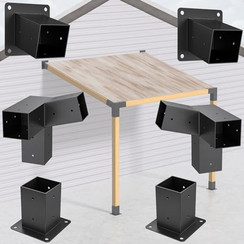 15°Slanted Roof Wall Mount 4x4 6pcs Pergola Bracket Kit - size: 3way-6pcs