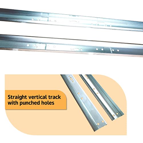 Garage Door Vertical Track Replacement with Jamb Bracket J6, 6 Pack, Galvanized Steel Garage Door Hardware Rails Kit for 2" Light Commercial Side Track Rollers and 7' Ft Tall