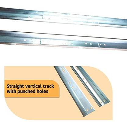 Garage Door Vertical Track Replacement with Jamb Bracket J6, 6 Pack, Galvanized Steel Garage Door Hardware Rails Kit for 2" Light Commercial Side Track Rollers and 7' Ft Tall