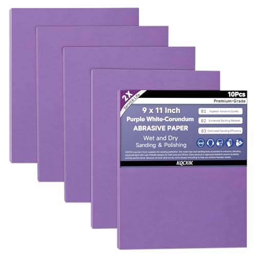 10-Sheet Premium White Corundum Wet Dry 1500 Grit Sandpaper - size: 9 x 11 Inch, style: 1500 Grit