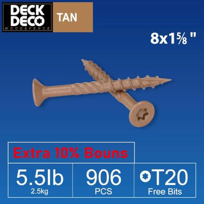 Wood Screws #8 x 1-5/8"Exterior Deck Screws 906pcs(Approx) 5.5 lb - size: #8x1-5/8"
