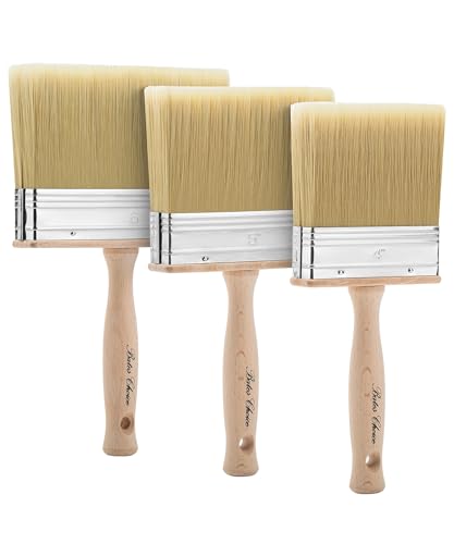 Bates- Deck Stain Brush Set, 4", 5", 6", 3 Pack, Wooden Handle Brushes
