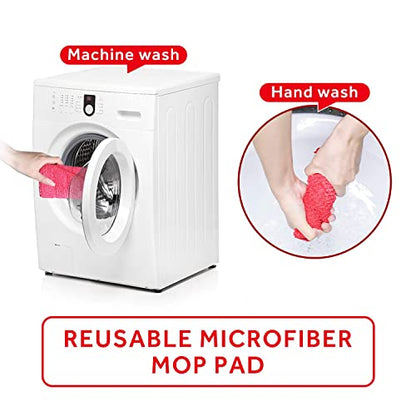16.5" Microfiber Mop Pads Refills, 3 Pack Reusable Replacement Heads - color: 16"red*3