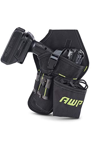 AWP TrapJaw Pro Framing Tool Rig with Spring-Loaded Technology, Premium Tool Belt & Angled Drill Holster | Heavy-Duty Polyester Drill Holster