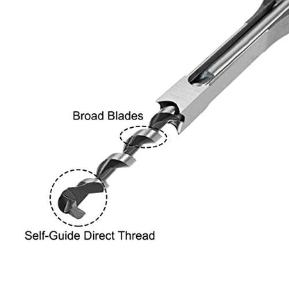 uxcell Square Hole Drill Bit, 3/8" High-Carbon Steel Hollow Chisel Mortise Power Tool Kits for Woodworking - size: 3/8 in