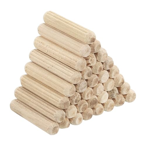 PATIKIL 1/4" x 1-3/8"(6 x 35mm) Wood Dowel Pins, 60 Pack Fluted Wooden Dowel Pin Straight Groove Rods for Furniture Door Art Crafts Projects - size: 1/4" x 1-3/8"