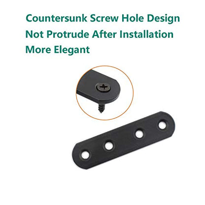4 Pack Flat Mending Plate for Wood, ULIFESTAR Black Iron Flat Straight Brace Brackets Metal Repair Fixing Wood Brace Joining Plates Connector for Repairing Wooden Furniture with Mounting Screws - size: 3.15 x 0.79 x 0.12 inches