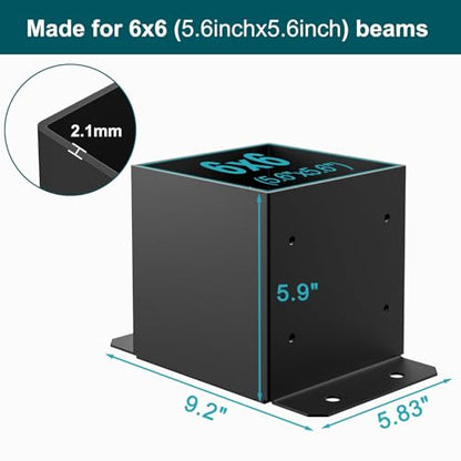 6x6 Post Base 10 Pcs, Deck Post Base,Heavy Duty Post Anchor Brackets - size: 6x6, style: 10 pcs