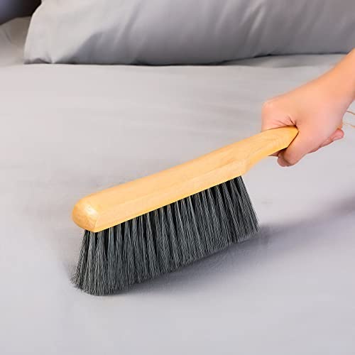 Patelai 2 Pcs Wooden Bench Brushes Fireplace Brush, Gray, Brown - color: Gray, Brown