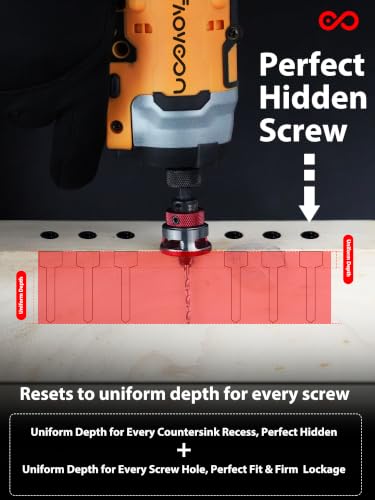 9PCS Countersink Drill Bit Set with Adjustable Depth Stop Collar