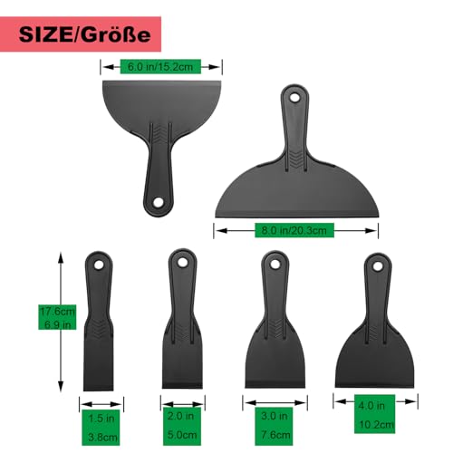 6 Pack Putty Knife, Flexible Plastic Paint Scraper Tool for Spackling