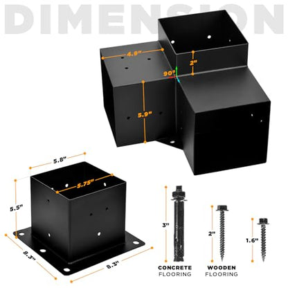 8-Pack 6x6 3-Way Pergola Bracket Right Angle Raised Beam Anchor