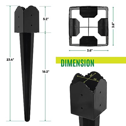 24"x4"x4" Heavy Duty Fence Post Anchor Ground Spike, Black, 8-Pcs,S2 - color: 8 Pack, size: 24''x4''x4'' Style B