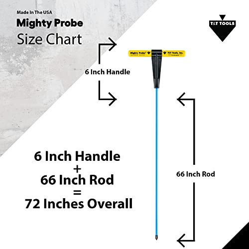 T&T Tools 72-Inch Mighty Probe Metal Soil Probe – 3/8" Hex Rod - 1 Pack - size: 72-Inch Long Overall w/ 3/8" Metal Hex Round Rod