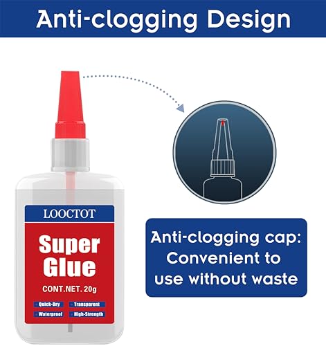 (2-in-1) Super Glue with Brush Applicator&Nozzle,3D Printer Thick Glue 20g - style: Super-Glue