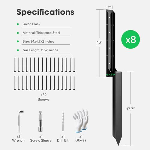 VIVOSUN 8 Pack Fence Post Repair Kit