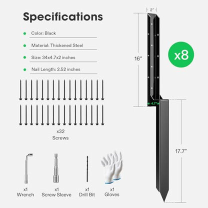 VIVOSUN 8 Pack Fence Post Repair Kit