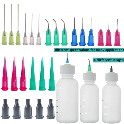 20 Pack Dispenser and 30ml+50ml Glue Bottle, 1ml, 3ml, 5ml, 10ml Glue Dispenser, 14ga, 16ga, 18ga, 20ga, 22ga, 25ga Accessories and Caps, for Ink, Epoxy, Woodworking, Craft, Liquid Dispensing - size: 20 Pack - 1ml, 3ml, 5ml, 10ml, 30ml, 50ml