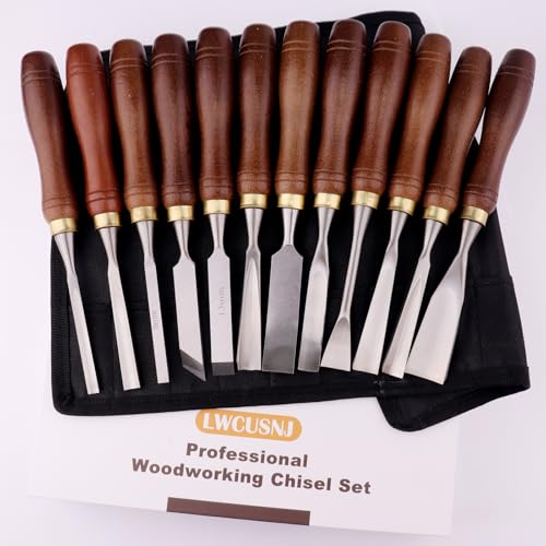 12-Piece Wood Carving Chisel Set - CR-V 60 Steel Multi-Shape Edge Gouges Carving tool for Woodworking Beginners and Professionals with Storage Case