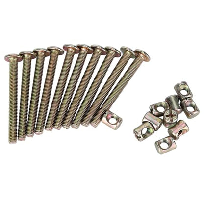 Furniture Bolts and Barrel Nuts, 10 Pcs Bed Frame Bolts Crib Replacement Hardware Kit M6 Bed Bunk Furniture Hex Dowel Bolts with Barrel Nuts Carbon Steel Cross Dowel Nut (60mm) - size: 60mm