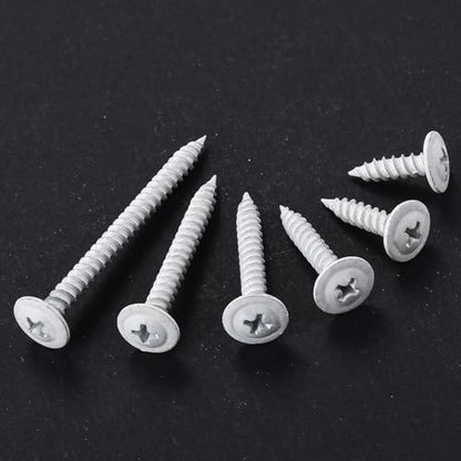 Wensilon(95 pcs)#8 White Truss Head Wood Screws Quick Metal Self Tapping Zinc Oxide with Drywall Plastic Anchors Assortment Kit - size: White Phillips Truss Head Wood Screws