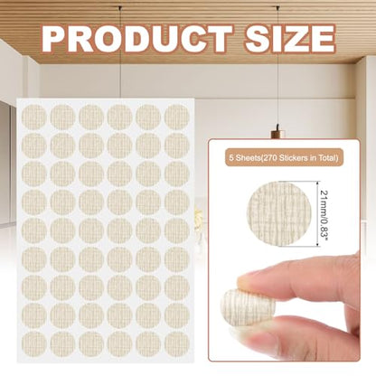 PATIKIL 270 Pieces Screw Hole Stickers, 5 Sheet Self-Adhesive Waterproof PVC Wood Grain Sticker for Screw Holes Wall Cabinets Desk Repairing, Checkered Beige, 21mm/0.83 Inch - color: Checkered Beige