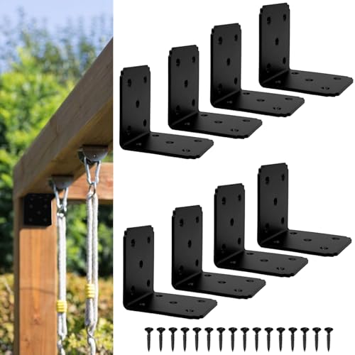 4x3.5x4 Inside Corner Brace Brcket,90° Angle Heavy Duty Brackets with Screws,L Shaped Bracket for 4x4 4x6 Wood Beam,Metal Angle Bracket for Garden Pavilion,Porch,Cabin,Shelve,Bed (8pcs) - size: 4x3.5x4