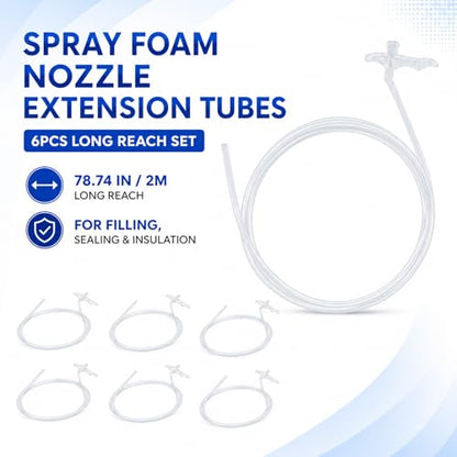 6PCS Spray Foam Extension Tubes, 78.74 Inch Long Reach Adjustable Nozzle