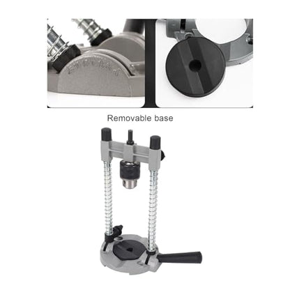 Portable Drill Press, Precision Drilling Jig Attachment with Chuck for Straight or Angled Holes, 1.5-13MM Clamp Range, 38-43MM Stand Hole, Adjustable Depth Stop, Spring-Load