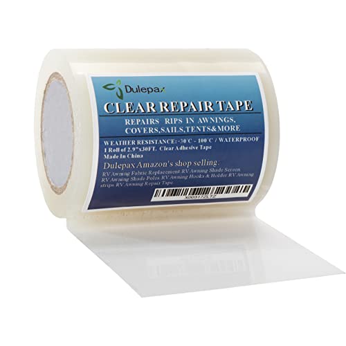 Dulepax-Tent Repair Tape,Awning Repair Tape,Boat Covers Repair,RV Covers Repair Kit,Tarp Repair,Canvas Pctch Kit,Sail Tape Etc...1 Roll of 30FT x 2.9" - size: 30 ft x 2.9"
