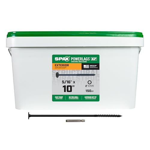 SPAX 5/16" x 10" Powerlags XF Exterior Pancake Head Structural Wood Lag Screws (150 pcs) T40 T-Star HCR Heavy Duty Timber Landscape Deck Structures High Corrosion Resistant - size: 5/16" x 10"