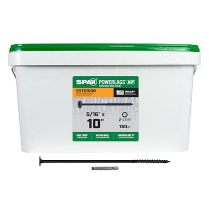 SPAX 5/16" x 10" Powerlags XF Exterior Pancake Head Structural Wood Lag Screws (150 pcs) T40 T-Star HCR Heavy Duty Timber Landscape Deck Structures High Corrosion Resistant - size: 5/16" x 10"