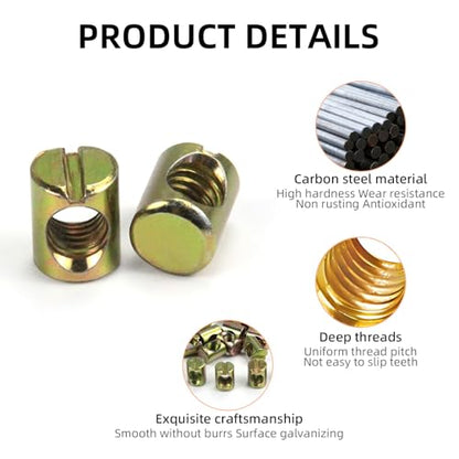 20 PCS M6 Slotted Cross Dowel Nut, Barrel Nuts Kit (M6x13mm) for Furniture, Bed, Crib & Chairs – Replacement Cross Dowel Nuts (M6x13mm) - size: M6x13mm