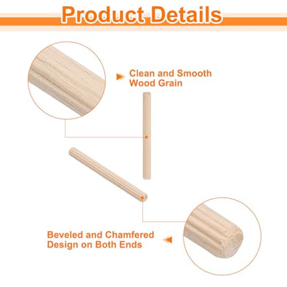 uxcell 100Pcs 3/16" x 2-3/16" Wooden Dowel Pins, Wood Dowels Rods, Furniture Woodworking Grooved Fluted Pin, Wooden Dowels Fluted for Craft, DIY Projects - size: 3/16" x 2-3/16"