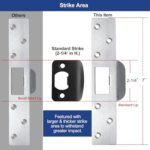 Extra-Long Door Strike Plate, Extended Length/Height - color: Satin Nickel, size: 2 Pack