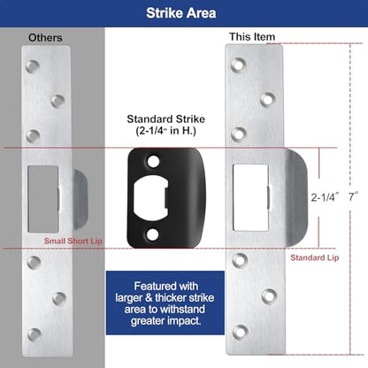 Extra-Long Door Strike Plate, Extended Length/Height - color: Satin Nickel, size: 2 Pack