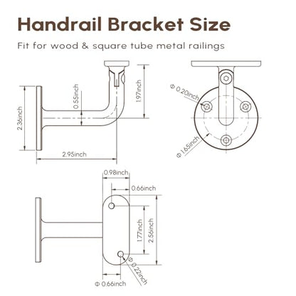 316 Stainless Steel Black Handrail Bracket (4-Pack) - style: Black - 4 Pack