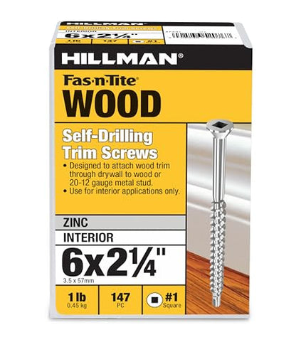 Hillman Trim Screws, #6 x 2-1/4in, 147 Pack, Zinc
