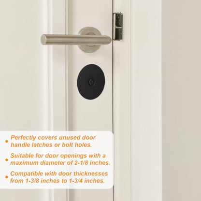 Penitue 6pcs Door Hole Cover Plate, Deadbolt Lock Cover (Black) - color: Black