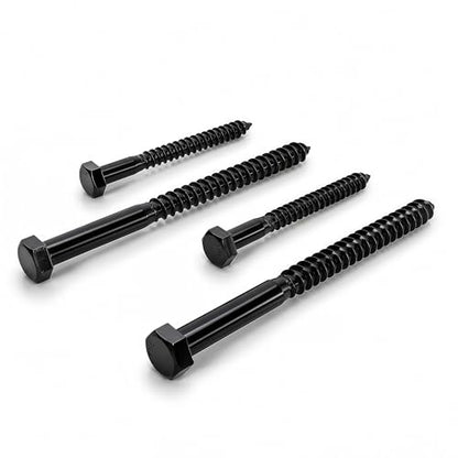 1/2" x 3" Hex Head Lag Screws (5 Pcs) with Washers – Heavy Duty Black Oxide 304 Stainless Steel Bolts 18-8, Wood, Roofing & Construction (Partial Thread) - size: 1/2"x3"